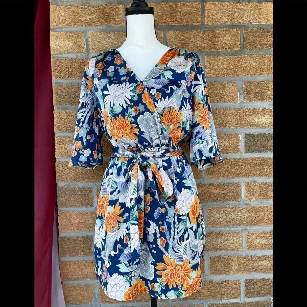 Highline Collective Asian Floral Kimono dress m